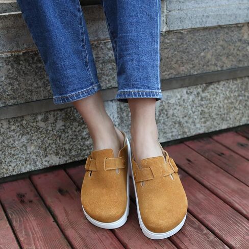 Suede Clogs for Women Platform Shoes， Memory Foam Arch Support Cork Footbed， Sandals & Mules Non-Slip in Saudi Arabia