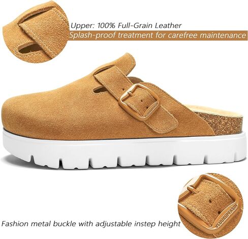 Suede Clogs for Women Platform Shoes， Memory Foam Arch Support Cork Footbed， Sandals & Mules Non-Slip in Saudi Arabia