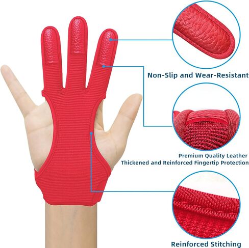 Seektop Archery Gloves Shooting Hunting Leather Three Finger Protector for Youth Adult Beginner in Kuwait