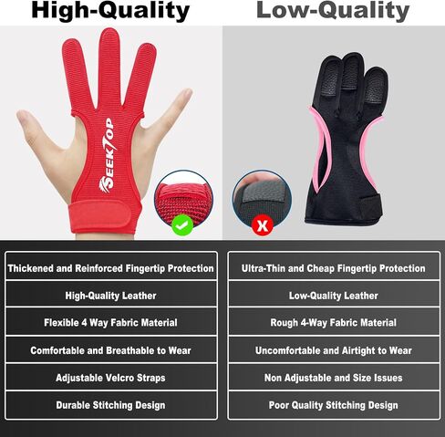 Seektop Archery Gloves Shooting Hunting Leather Three Finger Protector for Youth Adult Beginner in Kuwait