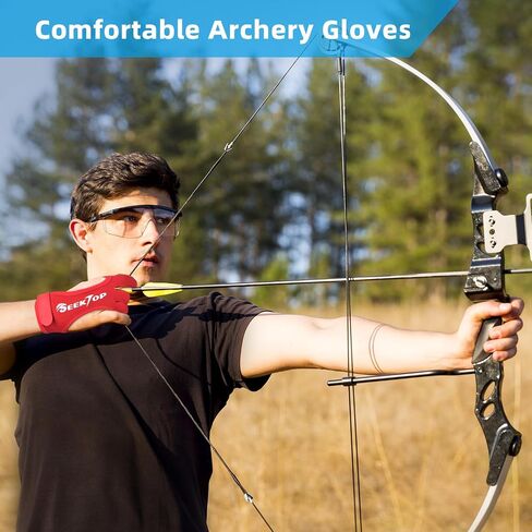 Seektop Archery Gloves Shooting Hunting Leather Three Finger Protector for Youth Adult Beginner in Kuwait