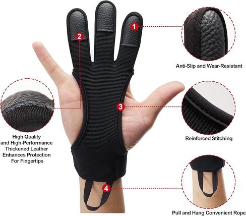 قفازات الرماية 2 حزمة الرماية الصيد الجلود الحرس 3-أصابع الحرس للشباب الكبار رجل امرأة والمبتدئين قوس منحني السهم القوس الرماية واقية الملحقات in Kuwait