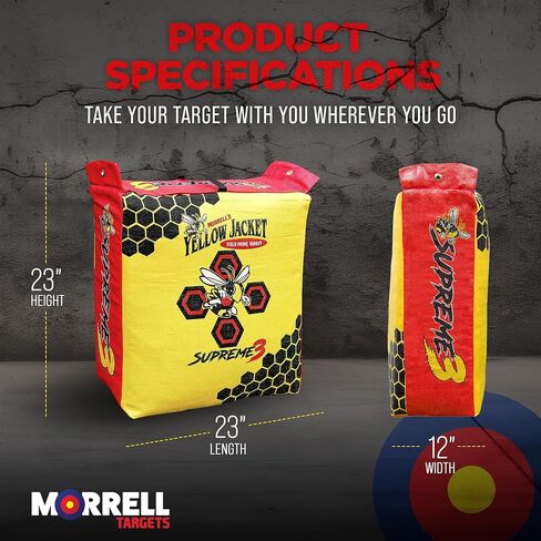 Morrell High Roller Foam Archery Target, 6-Sided Cube with 21 Bullseyes, Red - Portable Backyard Target for Broadheads, Field Points, Compound Bows and Crossbows, Built-in Carrying Handle in Kuwait