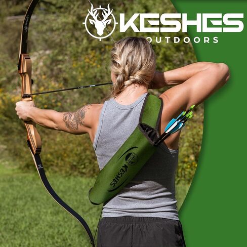 KESHES Archery Back Arrow Quiver Holder - Adjustable Quiver for Arrows with Shoulder Strap and Belt Clip - Ideal for Bow Hunting & Target Practice for Youth & Adults in Saudi Arabia