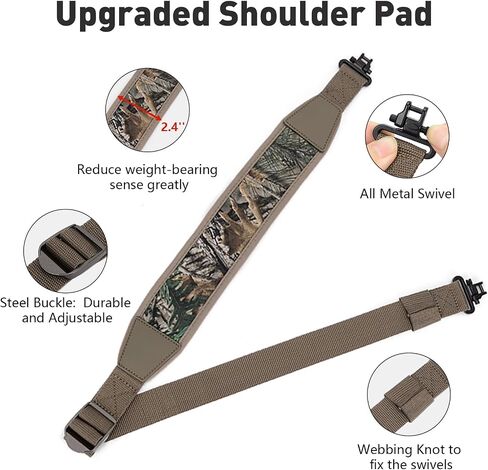 BOOSTEADY Two Point Gun Sling with Swivels,Durable Shoulder Padded Strap,Length Adjuster in Kuwait