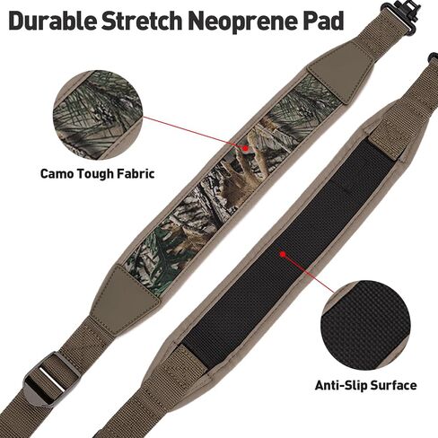 BOOSTEADY Two Point Gun Sling with Swivels,Durable Shoulder Padded Strap,Length Adjuster in Kuwait
