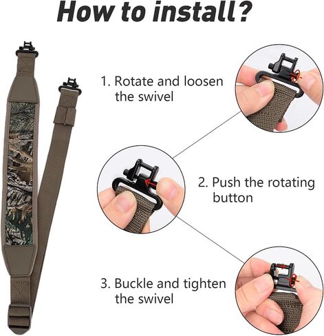 BOOSTEADY Two Point Gun Sling with Swivels,Durable Shoulder Padded Strap,Length Adjuster in Kuwait