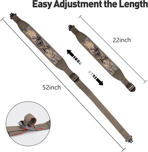 BOOSTEADY Two Point Gun Sling with Swivels,Durable Shoulder Padded Strap,Length Adjuster in Kuwait