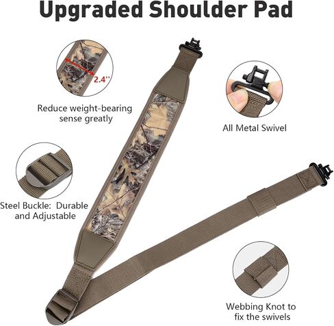 BOOSTEADY Two Point Gun Sling with Swivels,Durable Shoulder Padded Strap,Length Adjuster in Kuwait