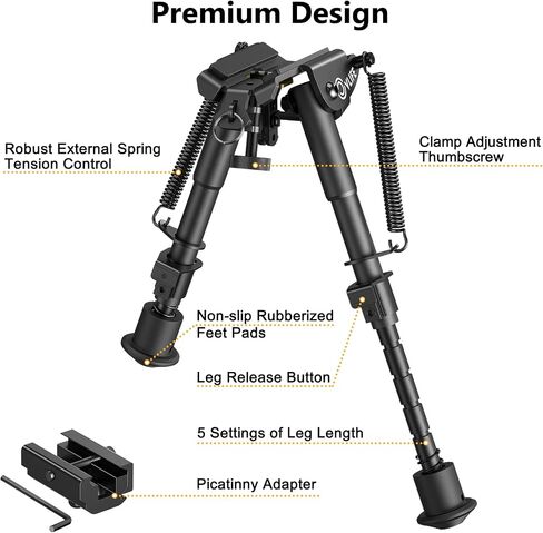 CVLIFE 6-9 بوصة Picatinny Bipod قابل للتعديل مع محول Picatinny in Saudi Arabia