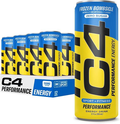 C4 Energy Drink 12oz (Pack of 12) - Frozen Bombsicle - Sugar Free Pre Workout Performance Drink with No Artificial Colors or Dyes in Saudi Arabia