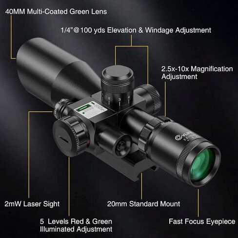 CVLIFE 2.5-10x40e Red & Green Illuminated Scope with 20mm Mount in Kuwait