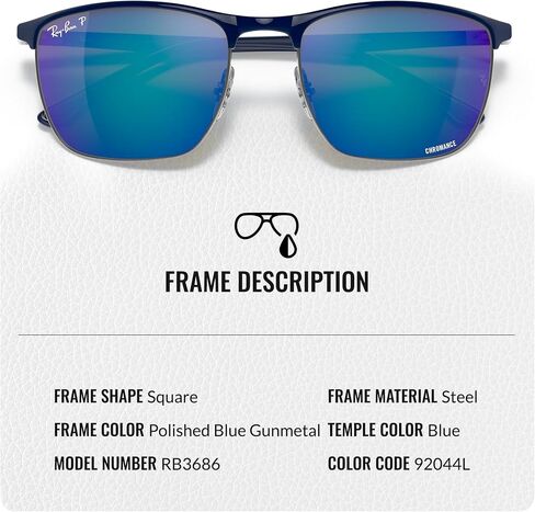 نظارات شمسية راي بان RB3686 CHROMANCE مربعة الشكل للرجال والنساء مع مجموعة نظارات RAYBAN الرسمية in Saudi Arabia