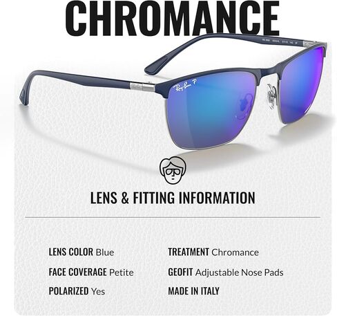 نظارات شمسية راي بان RB3686 CHROMANCE مربعة الشكل للرجال والنساء مع مجموعة نظارات RAYBAN الرسمية in Saudi Arabia