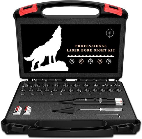 Bore Sight Laser, Professional Red Laser Bore Sight Kit with 32 Adapters, Fit 0.17 to 12GA Calibers, Multiple Caliber Red Bright Laser Bore Sighter Powerful Support for All Gun, Rifle, Pistol in Saudi Arabia