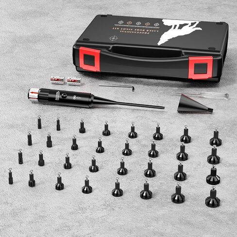 Bore Sight Laser, Professional Red Laser Bore Sight Kit with 32 Adapters, Fit 0.17 to 12GA Calibers, Multiple Caliber Red Bright Laser Bore Sighter Powerful Support for All Gun, Rifle, Pistol in Saudi Arabia