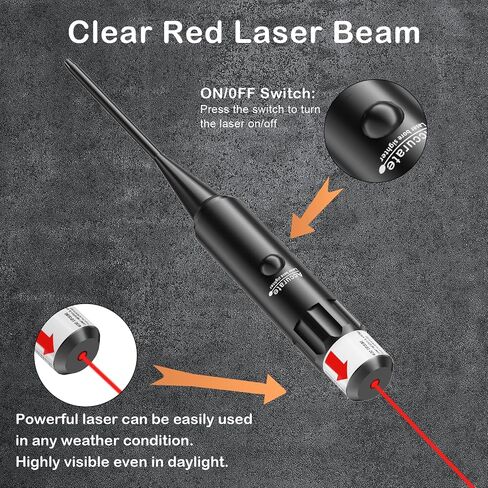 Bore Sight Laser, Professional Red Laser Bore Sight Kit with 32 Adapters, Fit 0.17 to 12GA Calibers, Multiple Caliber Red Bright Laser Bore Sighter Powerful Support for All Gun, Rifle, Pistol in Saudi Arabia