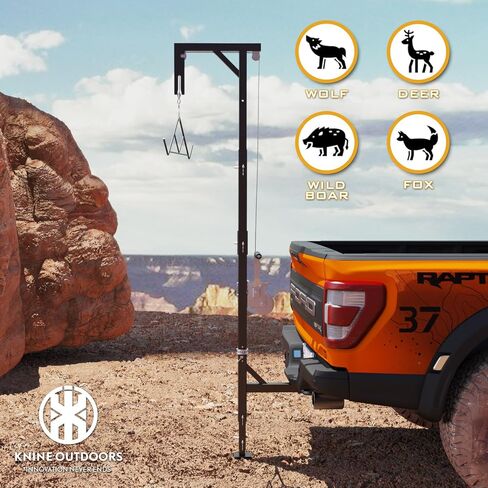 Deer Hoist for Truck Hitch, 600lbs Capacity Deer Hanger with Winch Gambrel | Deer Cart, Portable Game Hoist, for Hunting Season, Deer Hanger with 360 Degree Swivel, Deer Cleaning Hoist in Saudi Arabia