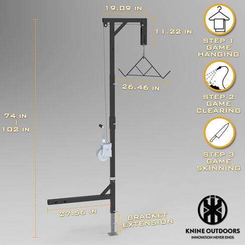 Deer Hoist for Truck Hitch, 600lbs Capacity Deer Hanger with Winch Gambrel | Deer Cart, Portable Game Hoist, for Hunting Season, Deer Hanger with 360 Degree Swivel, Deer Cleaning Hoist in Saudi Arabia