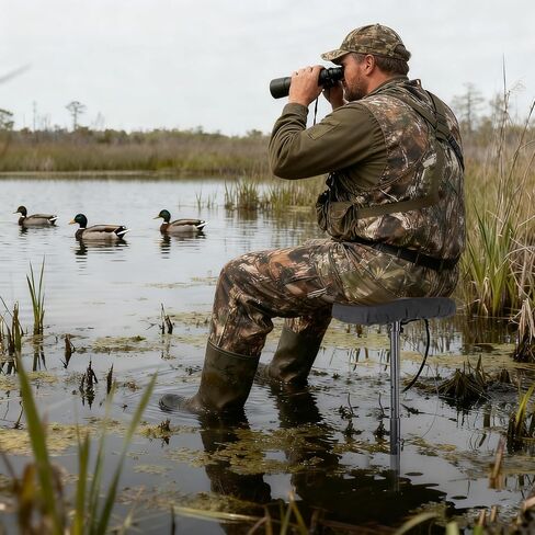 Marsh Seat for Duck Hunting,Padded Portable Hunting Chair | with Adjustable Height,Comfortable Duck Hunting Gear,Detachable Legs,Portable with Carry Strap,Easy Assembly in Saudi Arabia