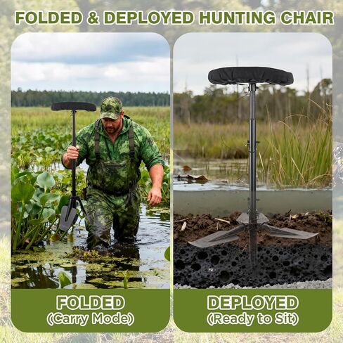 Marsh Seat for Duck Hunting,Padded Portable Hunting Chair | with Adjustable Height,Comfortable Duck Hunting Gear,Detachable Legs,Portable with Carry Strap,Easy Assembly in Saudi Arabia