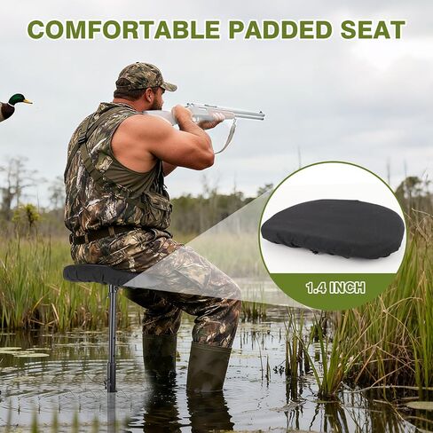 Marsh Seat for Duck Hunting,Padded Portable Hunting Chair | with Adjustable Height,Comfortable Duck Hunting Gear,Detachable Legs,Portable with Carry Strap,Easy Assembly in Saudi Arabia