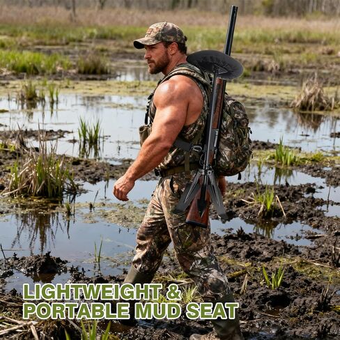 Marsh Seat for Duck Hunting,Padded Portable Hunting Chair | with Adjustable Height,Comfortable Duck Hunting Gear,Detachable Legs,Portable with Carry Strap,Easy Assembly in Saudi Arabia