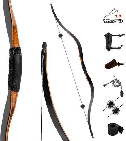Deerseeker Archery 59" Longbow Traditional Bow Set Ambidextrous Horsebow Handmade Recurve Bow for Adults & Youth Hunting Target Shooting 20-60lbs in Saudi Arabia