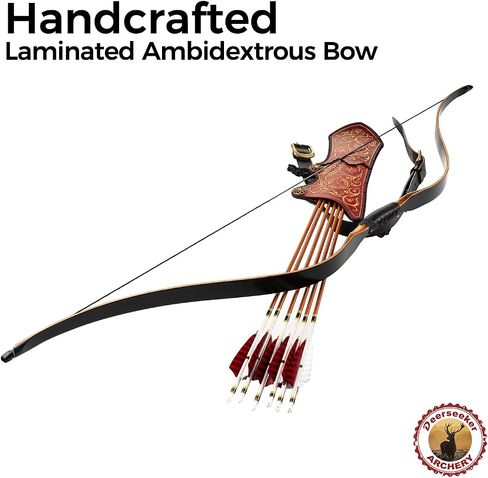 Deerseeker Archery 59" Longbow Traditional Bow Set Ambidextrous Horsebow Handmade Recurve Bow for Adults & Youth Hunting Target Shooting 20-60lbs in Saudi Arabia