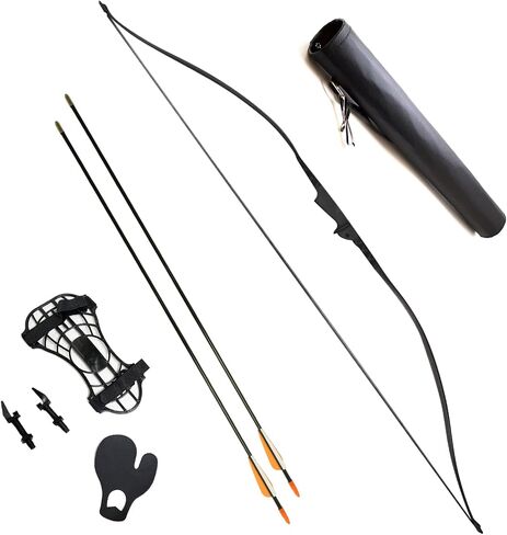 SAS 30-35lbs 22-29 "قوس طويل Robinhood للبالغين/الشباب مع واقي الذراع، علامة تبويب الإصبع، مسند السهم و2 × أسهم in Kuwait