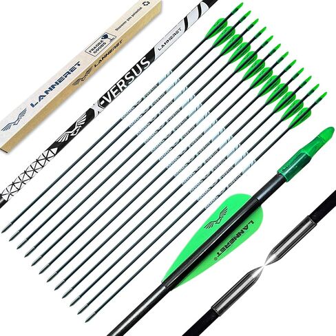 Lanneret Archery Practice Target Arrows for Kids Youth or Beginners, 26/28inch Fiberglass Arrows for Compound & Recurve Bow(Pack of 12) in Saudi Arabia