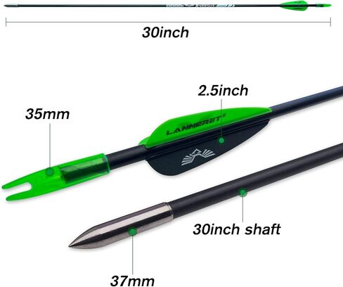 Lanneret Archery Practice Target Arrows for Kids Youth or Beginners, 26/28inch Fiberglass Arrows for Compound & Recurve Bow(Pack of 12) in Saudi Arabia