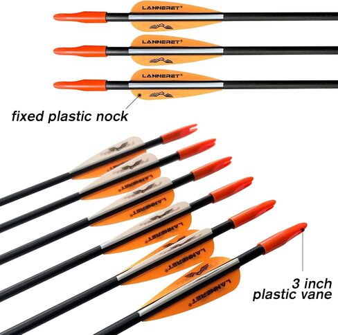 Lanneret Archery Practice Target Arrows for Kids Youth or Beginners, 26/28inch Fiberglass Arrows for Compound & Recurve Bow(Pack of 12) in Saudi Arabia