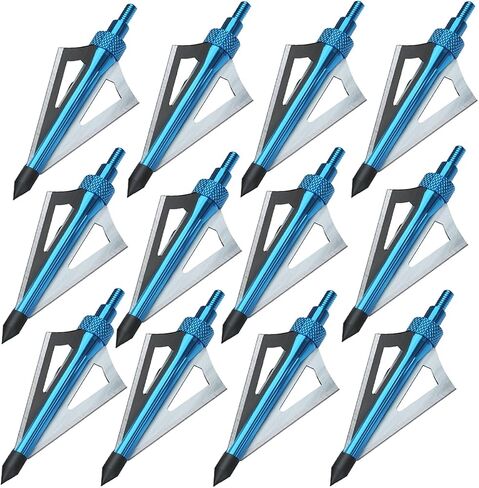 Hunting Broadheads, 12PK 3 Blades Archery Broadheads 100 Grain Screw-in Arrow Heads Arrow Tips Compatible with Traditional Bows and Compound Bow in Saudi Arabia