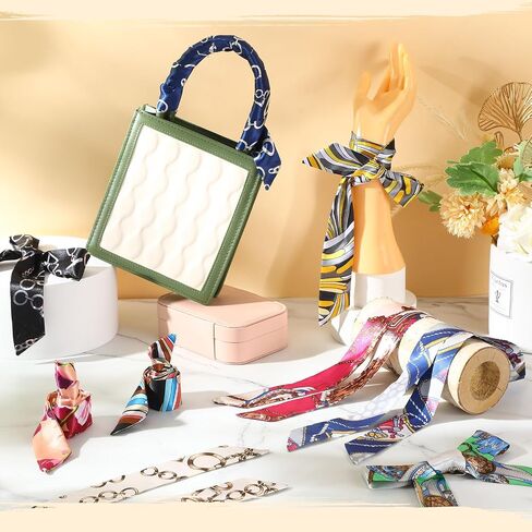 Handepo 12 PCS Women Handbag Bead Ravf Hair Raves Hairf Handbon Satin Head Neckerchief Silk Comband Charm for Gifts in Saudi Arabia