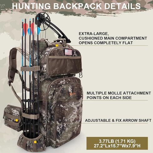 Hunting Backpacks for Men,Saddle Hunting Bag with Bow Holder, Large Compound Bow Hunting Backpack & Duffle Bags in Kuwait