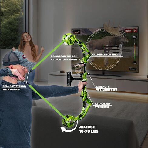 AccuBow 2.0 ألعاب الرماية الافتراضية وإطلاق النار، مقاومة قابلة للتعديل 10–70 رطل، سلسلة ربط حقيقية وحلقة على شكل حرف D، حامل الهاتف متضمن، تصميم قابل للطي، يمكن استخدامه بكلتا اليدين in Kuwait