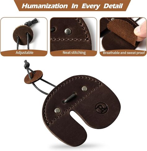 عروات أصابع الرماية الجلدية من Ringsun، واقي أصابع الرماية مصنوع يدويًا لمعدات ممارسة الرماية، علامة تبويب أصابع القوس المنحنية in Kuwait