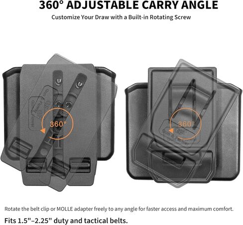 Universal Double Magazine Holster for 9mm/.40 Double Stack Mags, OWB Mag Pouch with Molle/Belt Clip for Glock 17/19, P365, Hellcat Pro & More, Adjustable Cant, Fits Duty & Tactical Belts in Saudi Arabia