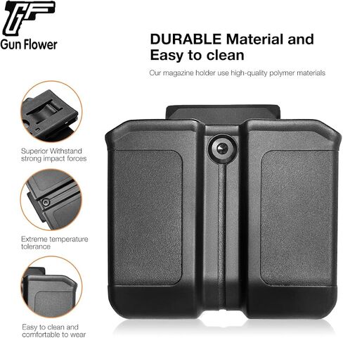 Universal Double Magazine Holster for 9mm/.40 Double Stack Mags, OWB Mag Pouch with Molle/Belt Clip for Glock 17/19, P365, Hellcat Pro & More, Adjustable Cant, Fits Duty & Tactical Belts in Saudi Arabia