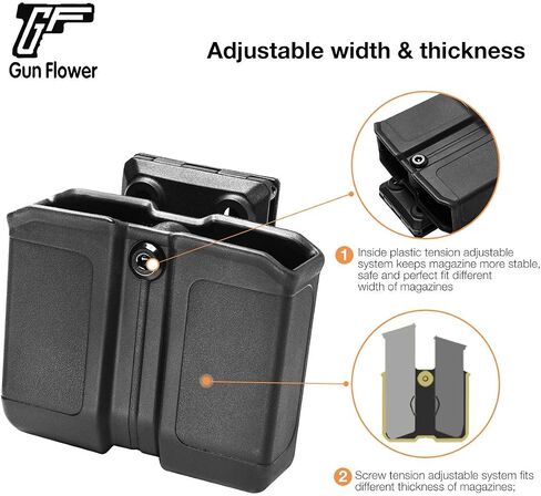 Universal Double Magazine Holster for 9mm/.40 Double Stack Mags, OWB Mag Pouch with Molle/Belt Clip for Glock 17/19, P365, Hellcat Pro & More, Adjustable Cant, Fits Duty & Tactical Belts in Saudi Arabia