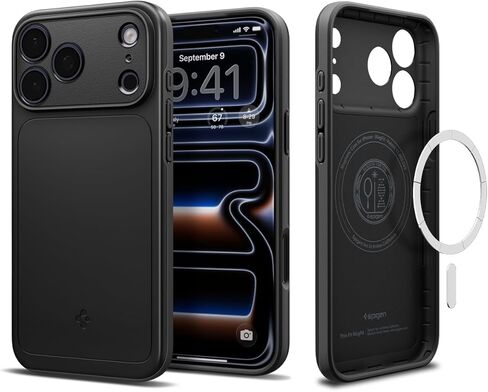 Spigen for iPhone 17 Case, Thin Fit MagFit [TPU Covered Camera Control] [Compatible with MagSafe] - Black in Saudi Arabia