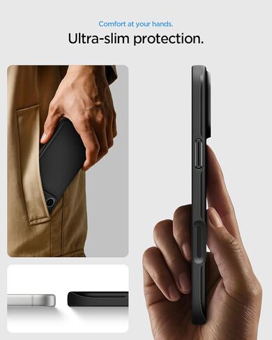 Spigen for iPhone 17 Case, Thin Fit MagFit [TPU Covered Camera Control] [Compatible with MagSafe] - Black in Saudi Arabia