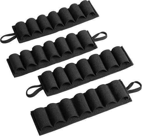 4 Pack 7 Round Shotgun Shell Holder or 12/20 Gauge 60 Round Tactical Shotgun Shell Bandolier Adjustable, Optional 2 Pcs 7 Round Shotgun Shell Holder / 8 Round Butt Stock Shell Holder for Hunting in Saudi Arabia