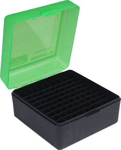 MTM Case-Gard RM-100-24 Rifle Ammo Box 100 Round 220 Swift 243 308 Win 6.5 Creedmoor 6.8x51، صناعة أمريكية، أزرق شفاف in Kuwait