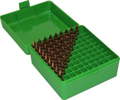 MTM 100 Round Rifle Ammo Box 17, 204, 223, 5.56x45, 6x47, Clear Blue in Saudi Arabia