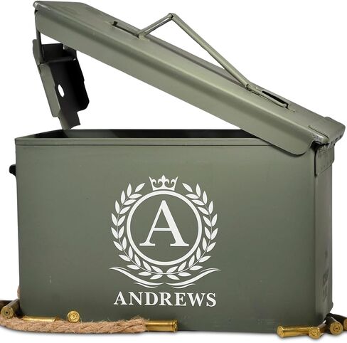 Personalized Ammo Box For Men - Custom Ammo Can Gift Set - Authentic Grade 1 Military Ammo Box Gift For Dad - Birthday Gift For Dad And Husband - Father’s Day Gift For Him - 30 Caliber in Kuwait