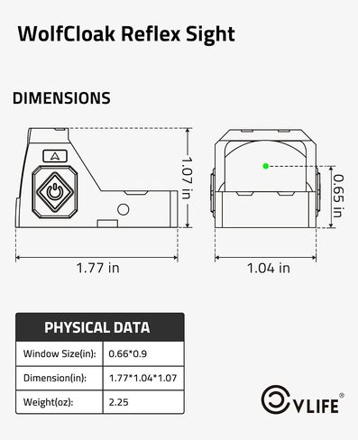 CVLIFE WolfCloak Motion Awake 12-Brightness Red/Green Dot لبصمة RMR | مقاوم للصدمات 1000 جرام، مقاوم للماء IP67، متعدد الطبقات، 2 MOA نقطة حمراء/خضراء، نافذة كبيرة 0.94 بوصة، يتضمن محول MOS وPicatinny مقاس 21 مم. in Saudi Arabia