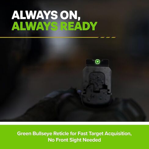 Meprolight Mepro FT Green Bullseye Rear Sight - Fiber-Optic Day/Night Sight, Tritium Powered Pistol Optic, No Battery Required, Fits Most Holsters in Kuwait