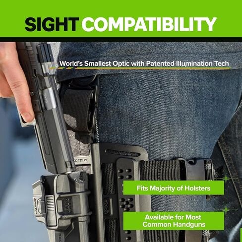 Meprolight Mepro FT Green Bullseye Rear Sight - Fiber-Optic Day/Night Sight, Tritium Powered Pistol Optic, No Battery Required, Fits Most Holsters in Kuwait